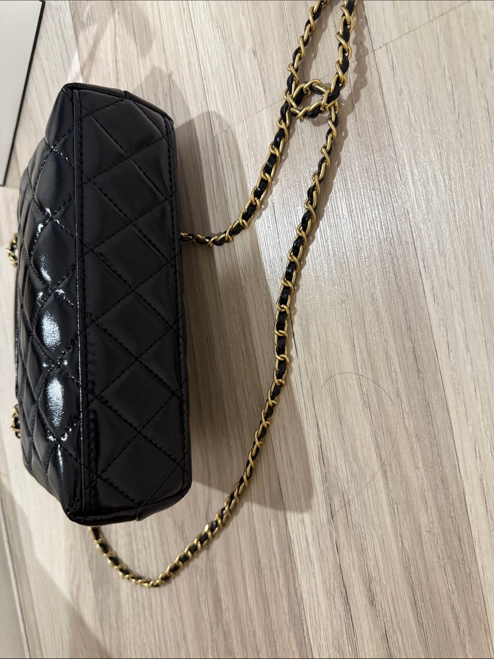 CHANEL Black Quilted Mini Top Handle Bag with Gold Chain - Picture 6 of 7